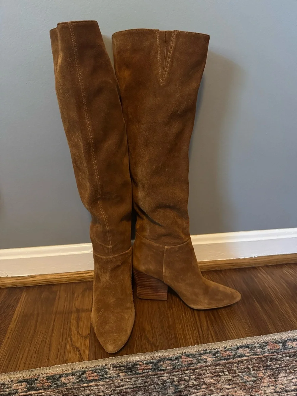 Able Over-the-Knee Suede Boots in Cognac Brown